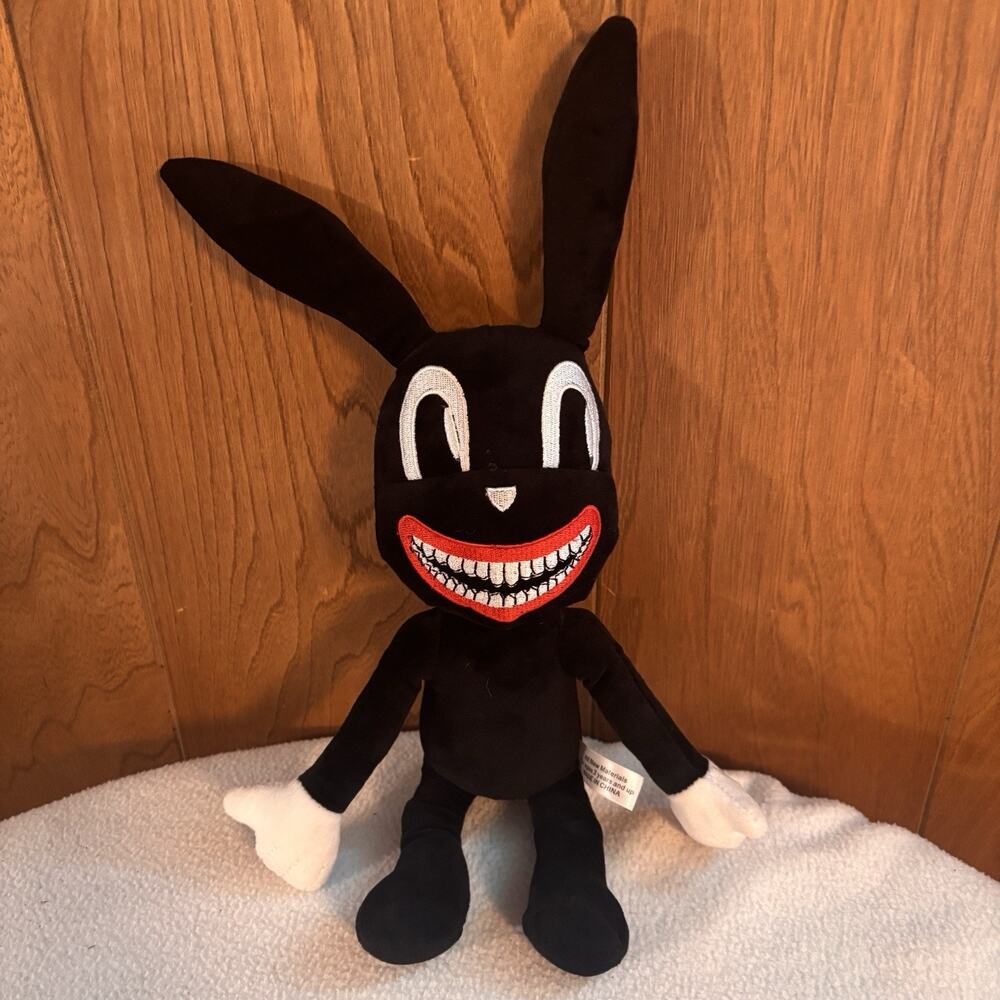 Cartoon Bunny Black 16" Plush Siren Head Trevor Henderson Stuffed Animal